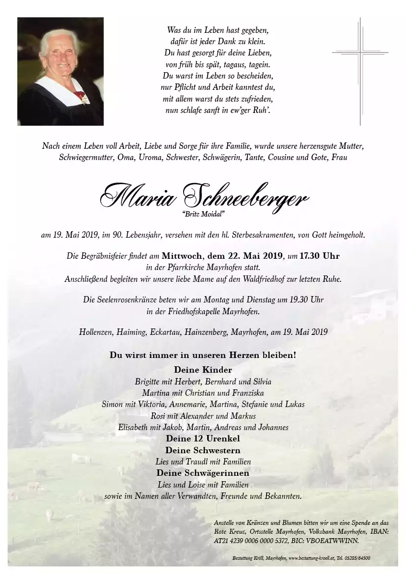Parte von Maria Schneeberger